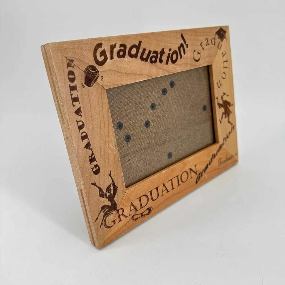 Wooden Graduation Picture Frame 4x6 Etched Wood Tabletop Decor 409-46